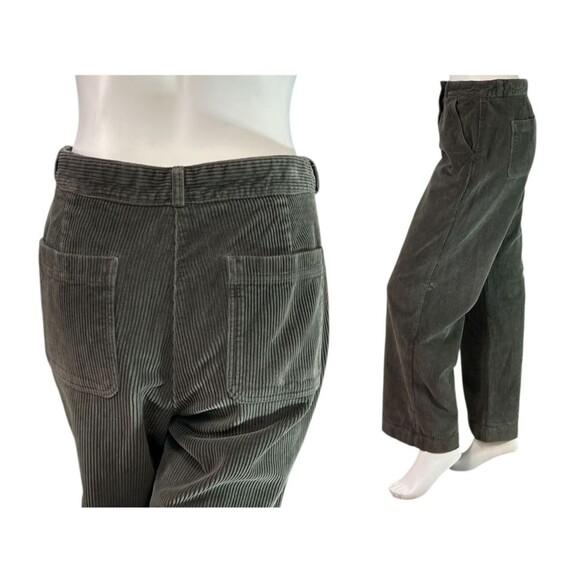 Poetry Wide Leg Trouser Cotton Corduroy Peat Green Wide Wale UG24 $188 Size 10 - Picture 1 of 8